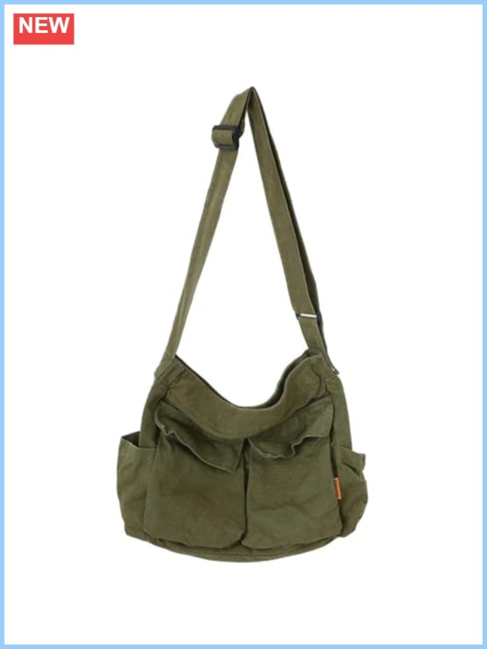 Canvas Hobo Bag Large Crossbody Messenger Multiple Pockets